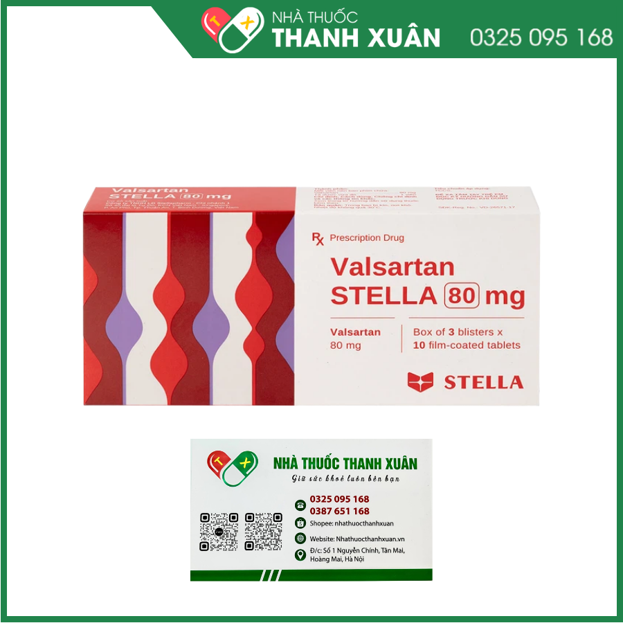 Valsartan Stella 80 mg điều trị tăng huyết áp, suy tim